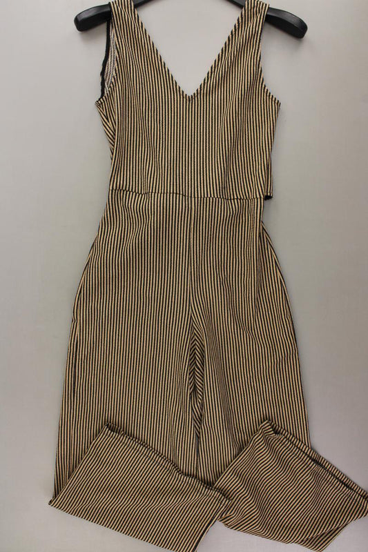 Mango Langer Jumpsuit Gr. S gestreift braun aus Polyester