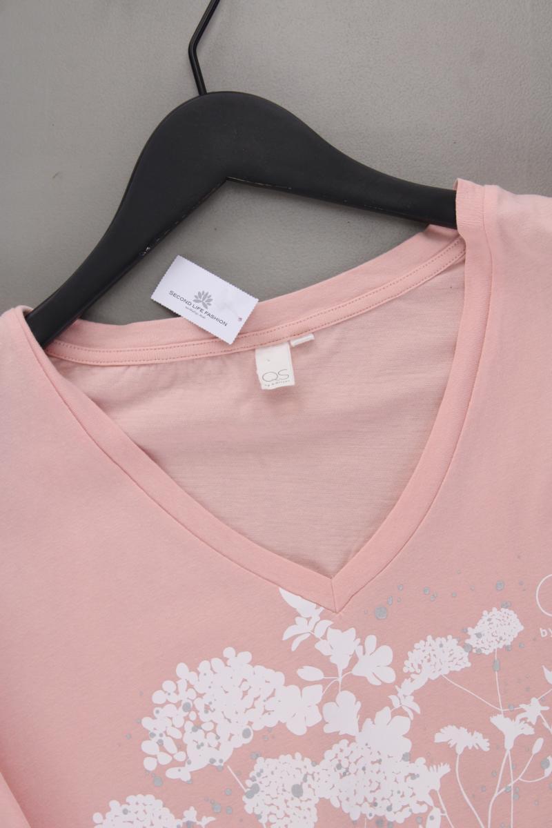 QS by s.Oliver Shirt mit V-Ausschnitt Gr. XL Kurzarm rosa aus Baumwolle