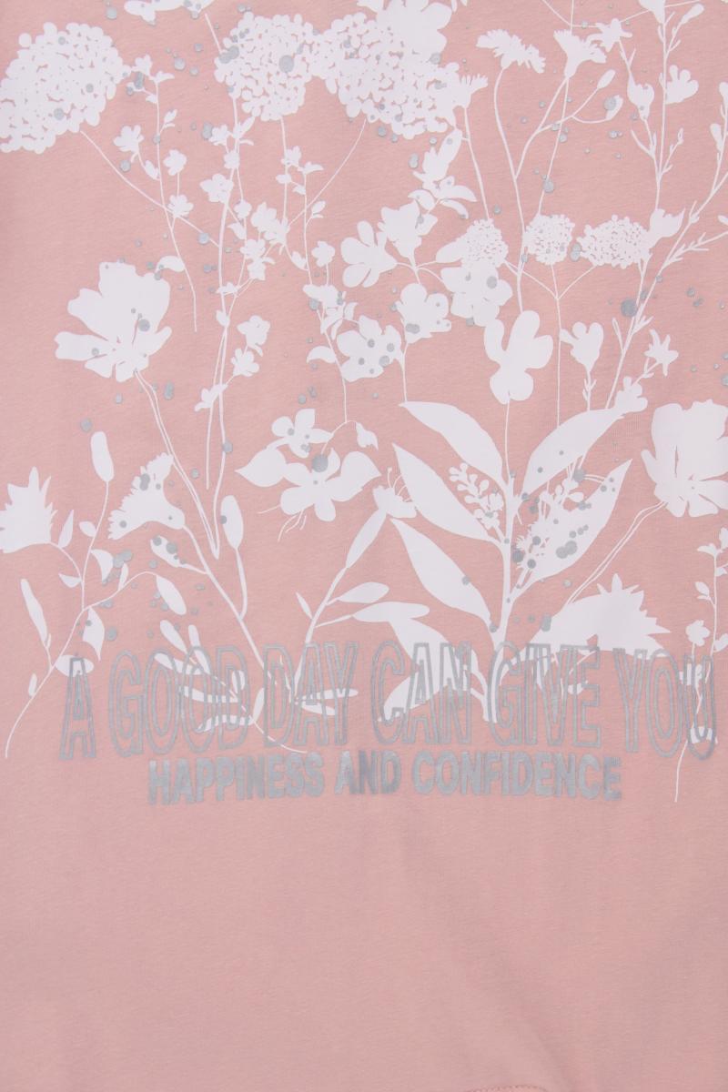 QS by s.Oliver Shirt mit V-Ausschnitt Gr. XL Kurzarm rosa aus Baumwolle