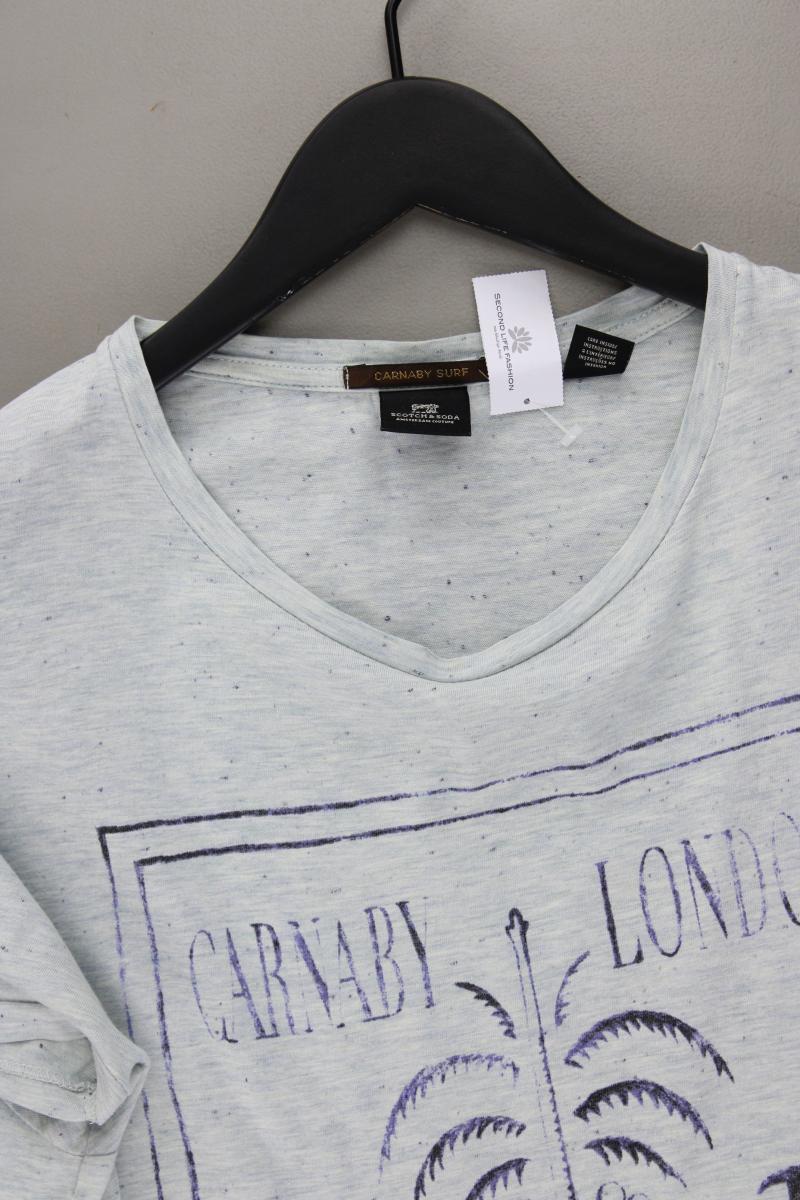 Scotch & Soda Printshirt für Herren Gr. S Kurzarm blau