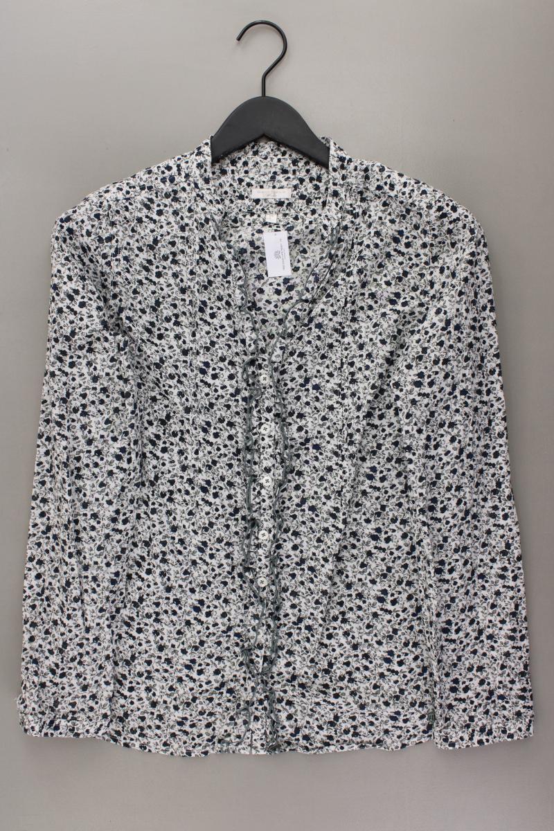 Basefield Rüschenbluse Gr. M mit Blumenmuster Langarm grau