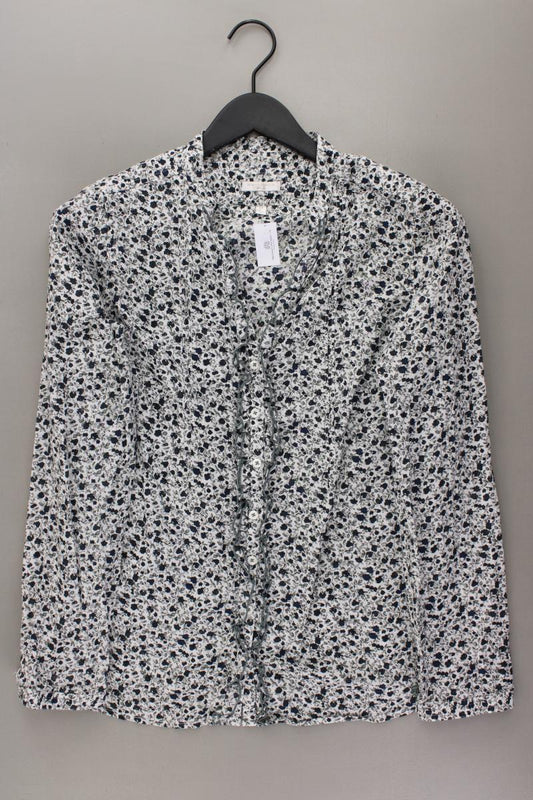 Basefield Rüschenbluse Gr. M mit Blumenmuster Langarm grau