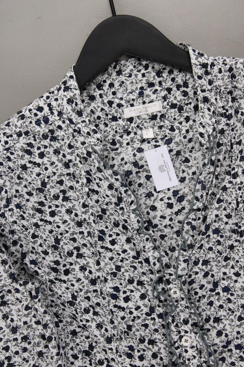 Basefield Rüschenbluse Gr. M mit Blumenmuster Langarm grau