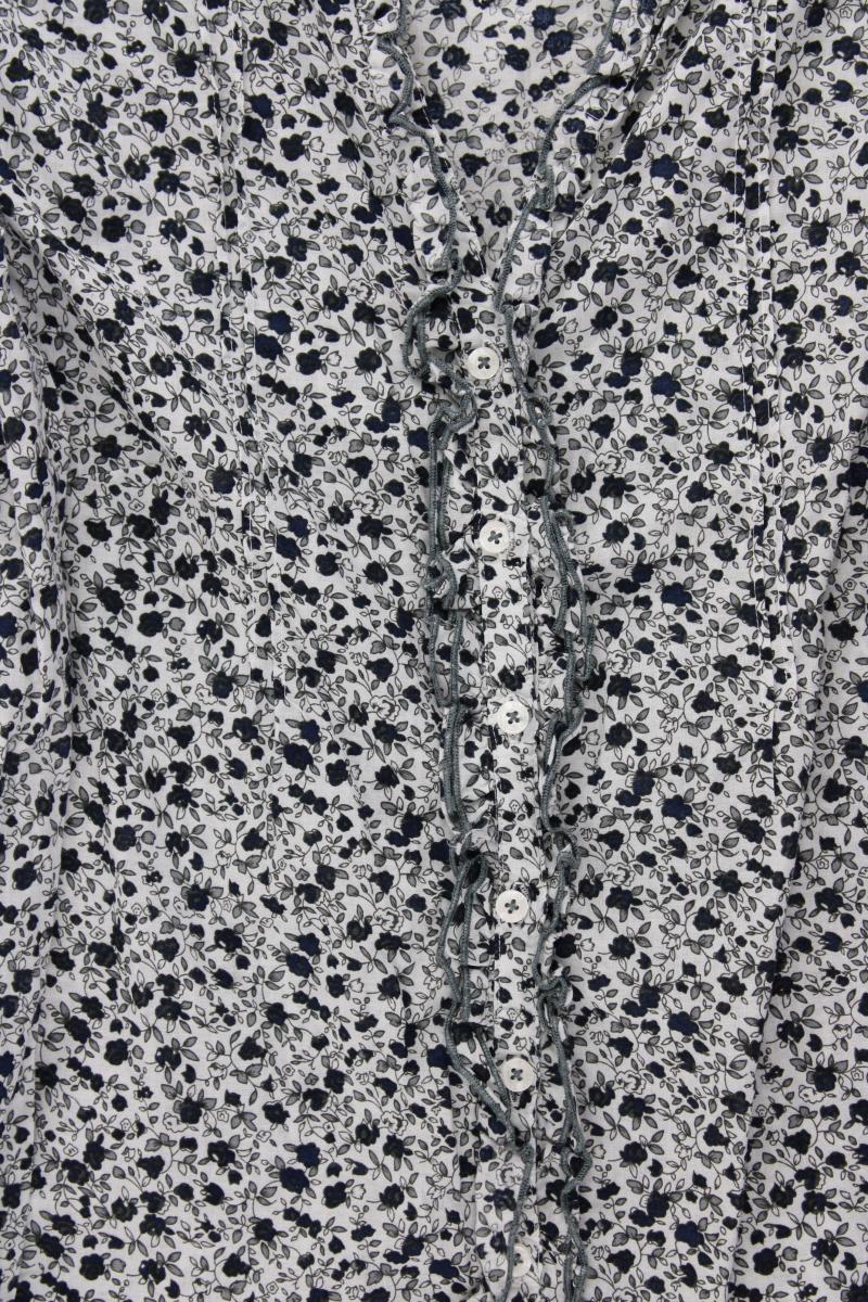 Basefield Rüschenbluse Gr. M mit Blumenmuster Langarm grau