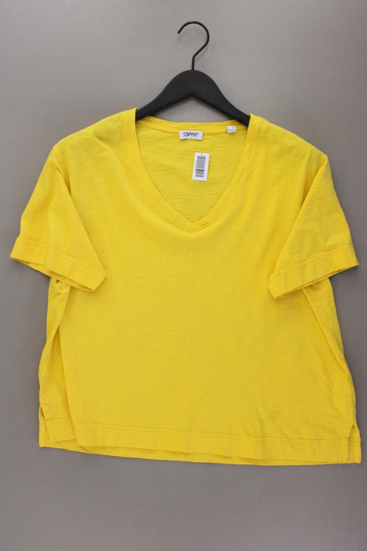 Esprit Shirt mit V-Ausschnitt Gr. XXL Kurzarm gelb aus Baumwolle
