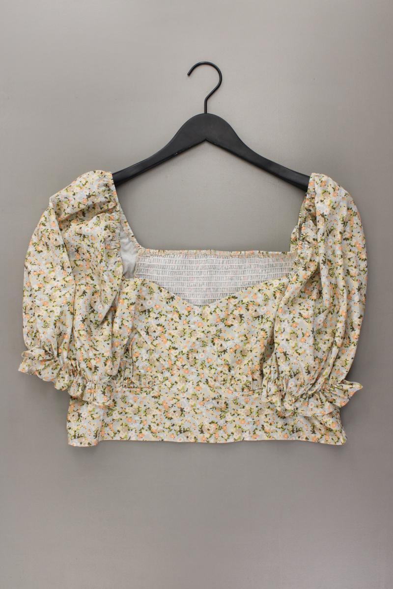 Shein Crop Bluse Gr. XL mit Blumenmuster Kurzarm mehrfarbig aus Polyester