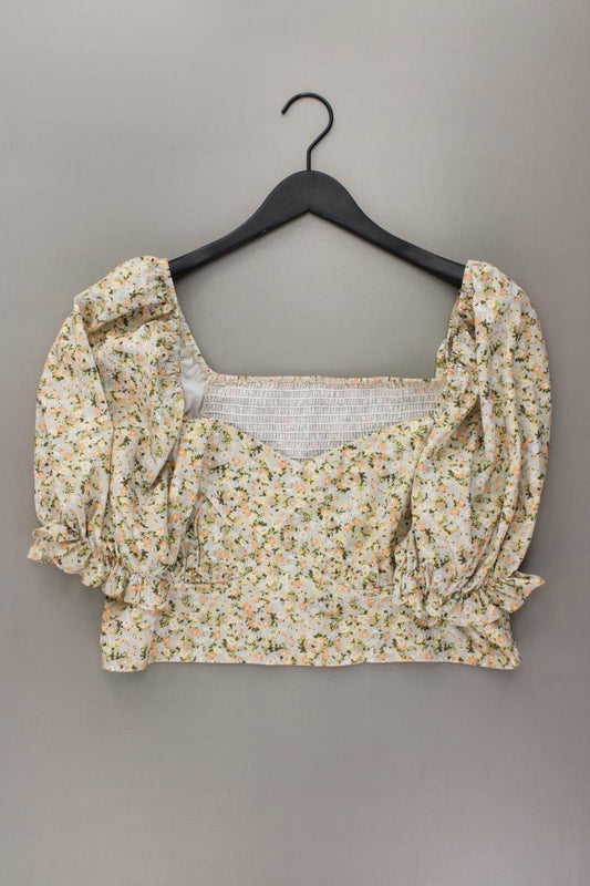 Shein Crop Bluse Gr. XL mit Blumenmuster Kurzarm mehrfarbig aus Polyester