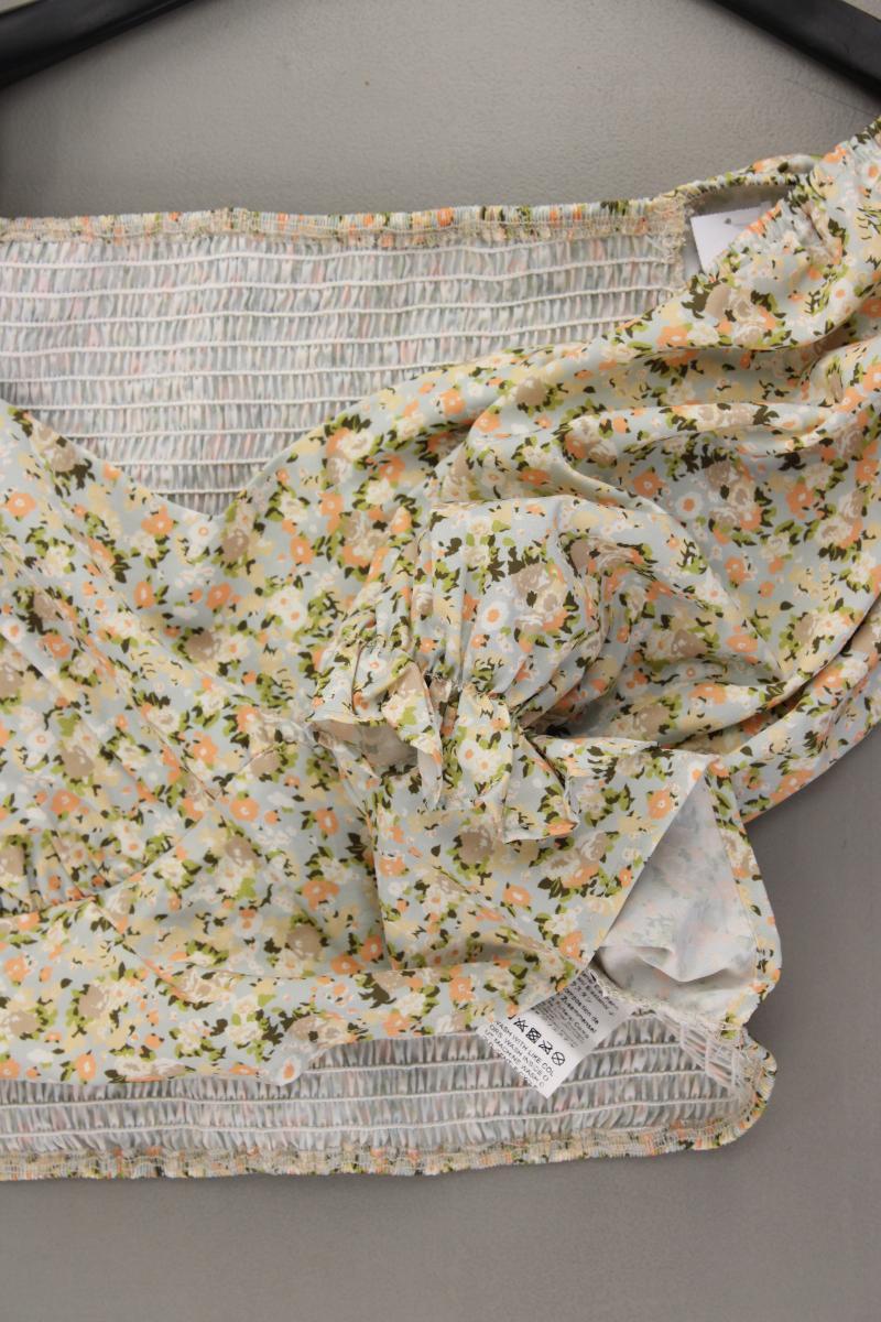 Shein Crop Bluse Gr. XL mit Blumenmuster Kurzarm mehrfarbig aus Polyester