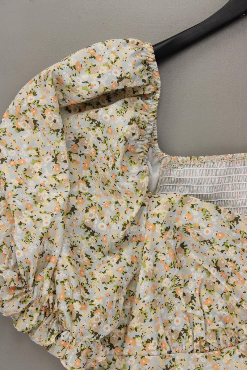 Shein Crop Bluse Gr. XL mit Blumenmuster Kurzarm mehrfarbig aus Polyester