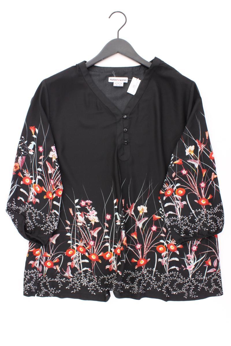 Atlas For Women Bluse Gr. 48/50 mit Blumenmuster 3/4 Ärmel schwarz