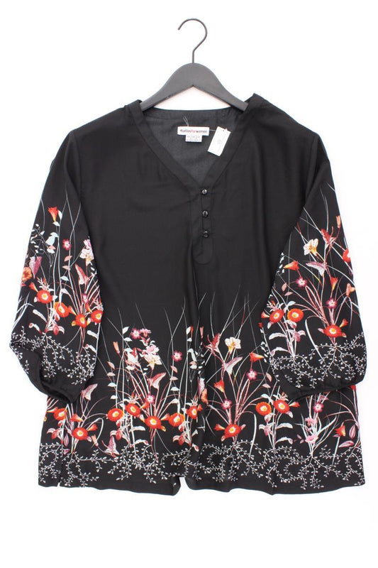 Atlas For Women Bluse Gr. 48/50 mit Blumenmuster 3/4 Ärmel schwarz