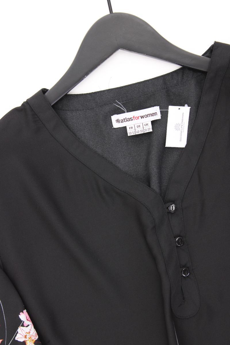 Atlas For Women Bluse Gr. 48/50 mit Blumenmuster 3/4 Ärmel schwarz