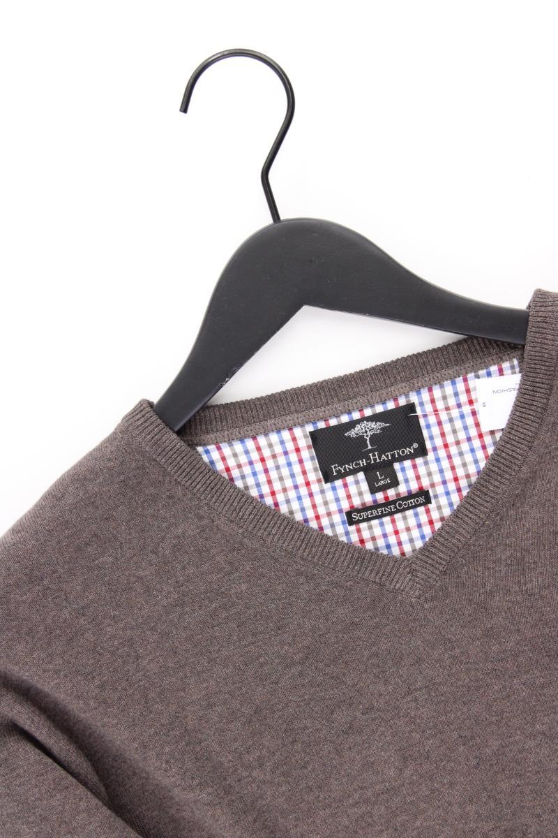 Fynch Hatton Feinstrickpullover für Herren Gr. L neuwertig braun aus Baumwolle