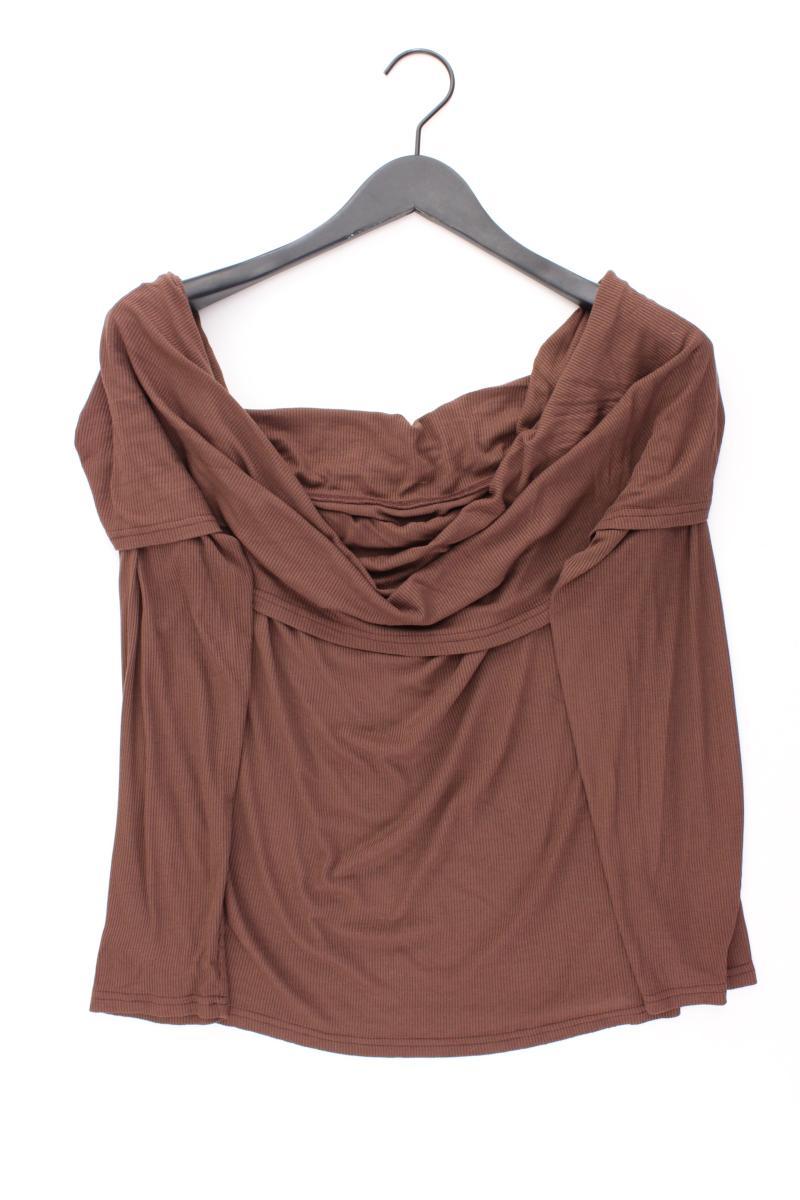 Shein Cropped Shirt Gr. XXL 3/4 Ärmel mit Carmen-Ausschnitt braun aus Viskose