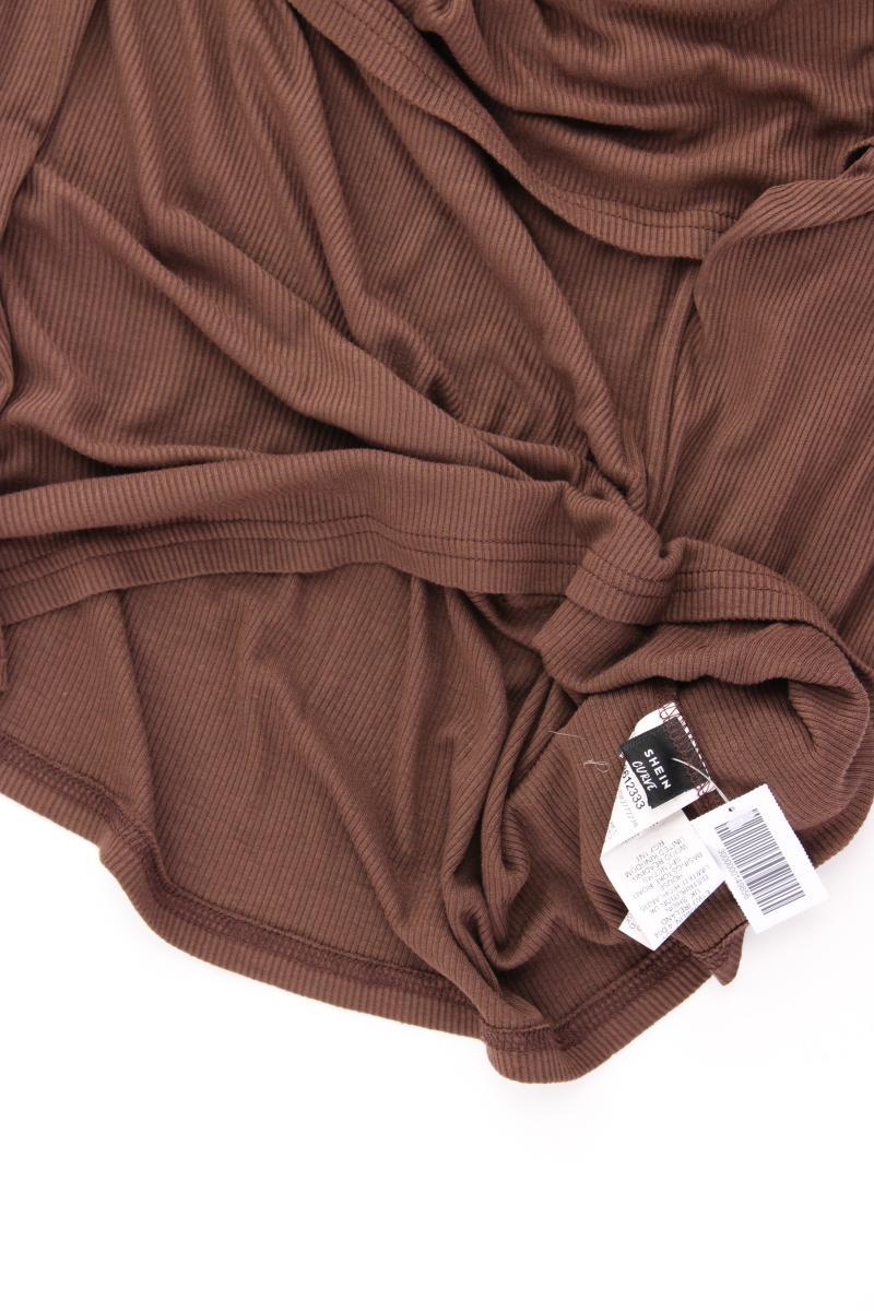 Shein Cropped Shirt Gr. XXL 3/4 Ärmel mit Carmen-Ausschnitt braun aus Viskose