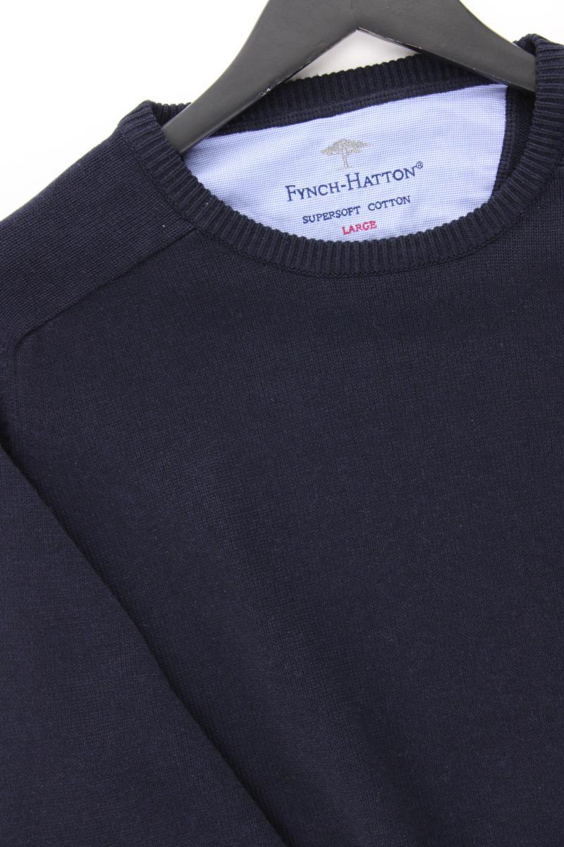 Fynch Hatton Feinstrickpullover für Herren Gr. L blau aus Baumwolle