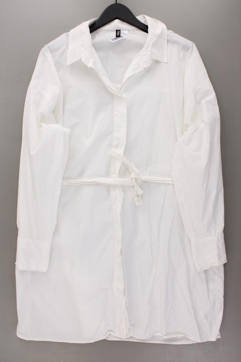 H&M Divided Longbluse Gr. XXL mit Gürtel Langarm weiß aus Baumwolle