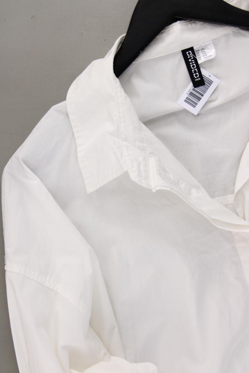 H&M Divided Longbluse Gr. XXL mit Gürtel Langarm weiß aus Baumwolle
