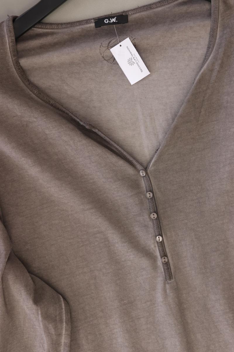 Gerry Weber Shirt mit V-Ausschnitt Gr. 46 Langarm grau