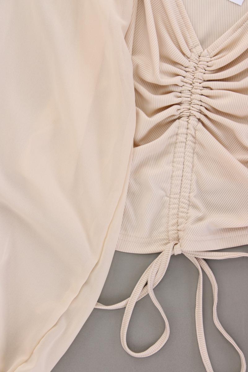 Shein Crop Bluse Gr. XXL Langarm creme aus Polyester