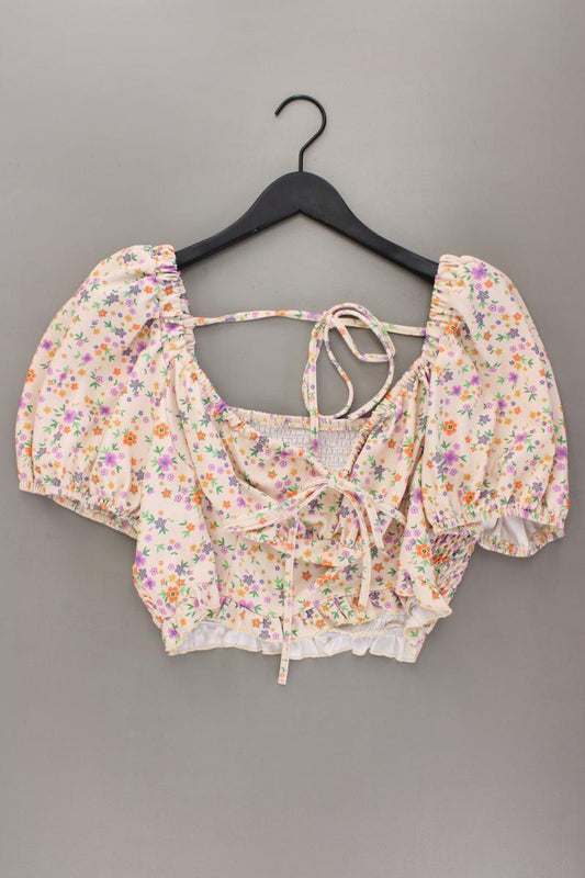 Shein Crop Bluse Gr. XL mit Blumenmuster Kurzarm mehrfarbig aus Polyester