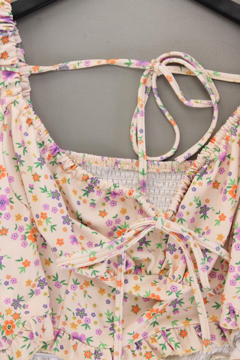 Shein Crop Bluse Gr. XL mit Blumenmuster Kurzarm mehrfarbig aus Polyester