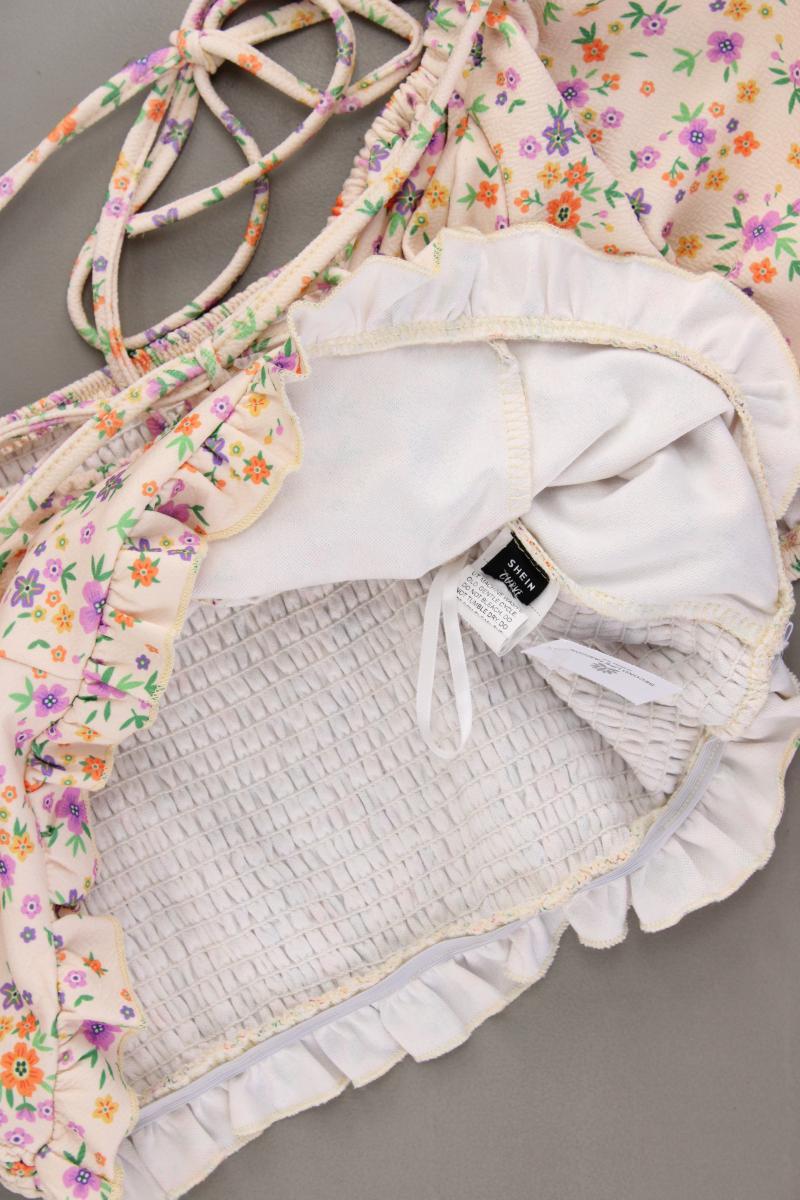 Shein Crop Bluse Gr. XL mit Blumenmuster Kurzarm mehrfarbig aus Polyester