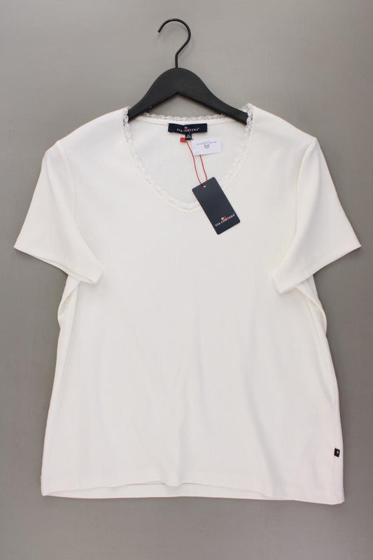 Via Cortesa Shirt mit V-Ausschnitt Gr. XL neu mit Etikett Kurzarm creme