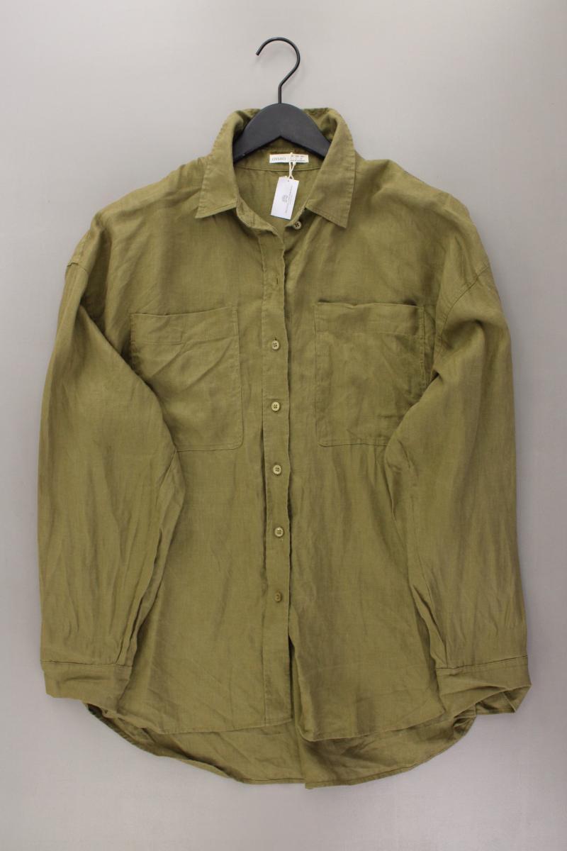 OYSHO Leinenbluse Gr. L Langarm olivgrün