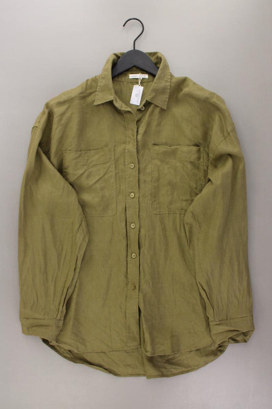 OYSHO Leinenbluse Gr. L Langarm olivgrün