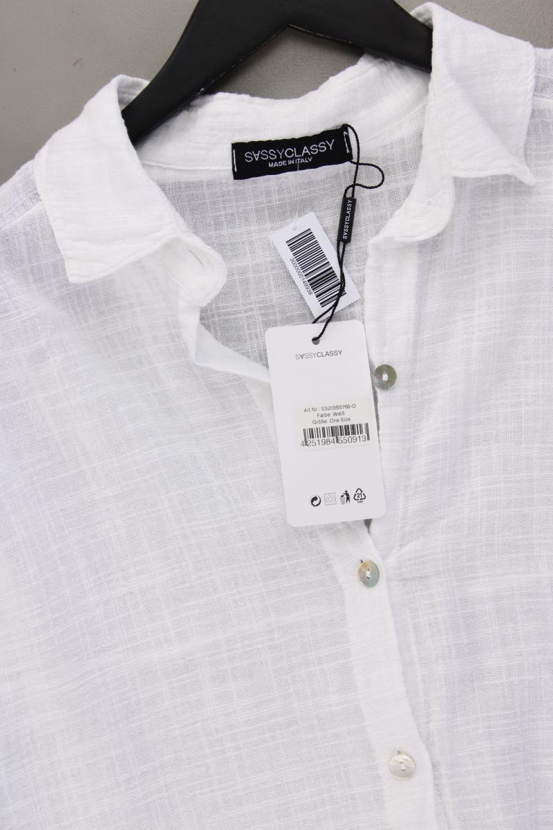 SassyClassy Langarmbluse Gr. OneSize neu mit Etikett weiß aus Baumwolle