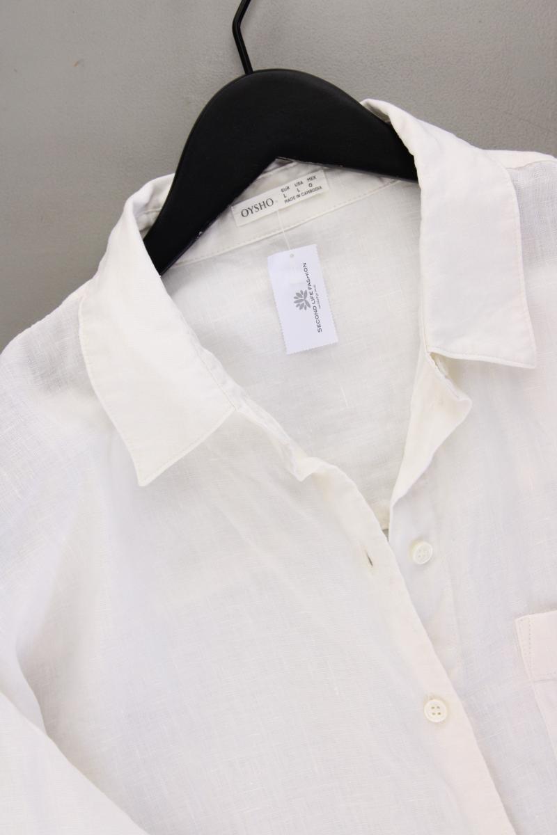 OYSHO Leinenbluse Gr. L Langarm creme