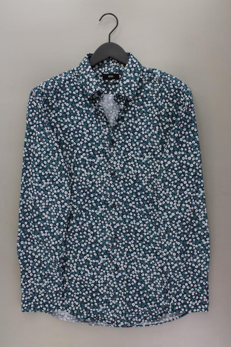 BOSS by Hugo Boss Langarmhemd für Herren Gr. Hemdgröße 41 mit Blumenmuster blau