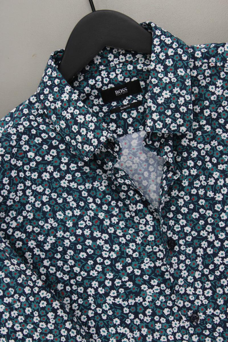 BOSS by Hugo Boss Langarmhemd für Herren Gr. Hemdgröße 41 mit Blumenmuster blau