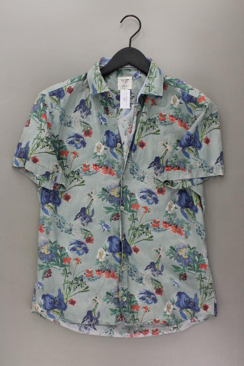 Olymp Kurzarmhemd für Herren Gr. M mit Blumenmuster mehrfarbig aus Baumwolle