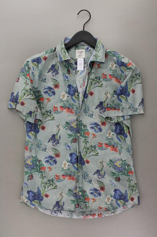 Olymp Kurzarmhemd für Herren Gr. M mit Blumenmuster mehrfarbig aus Baumwolle
