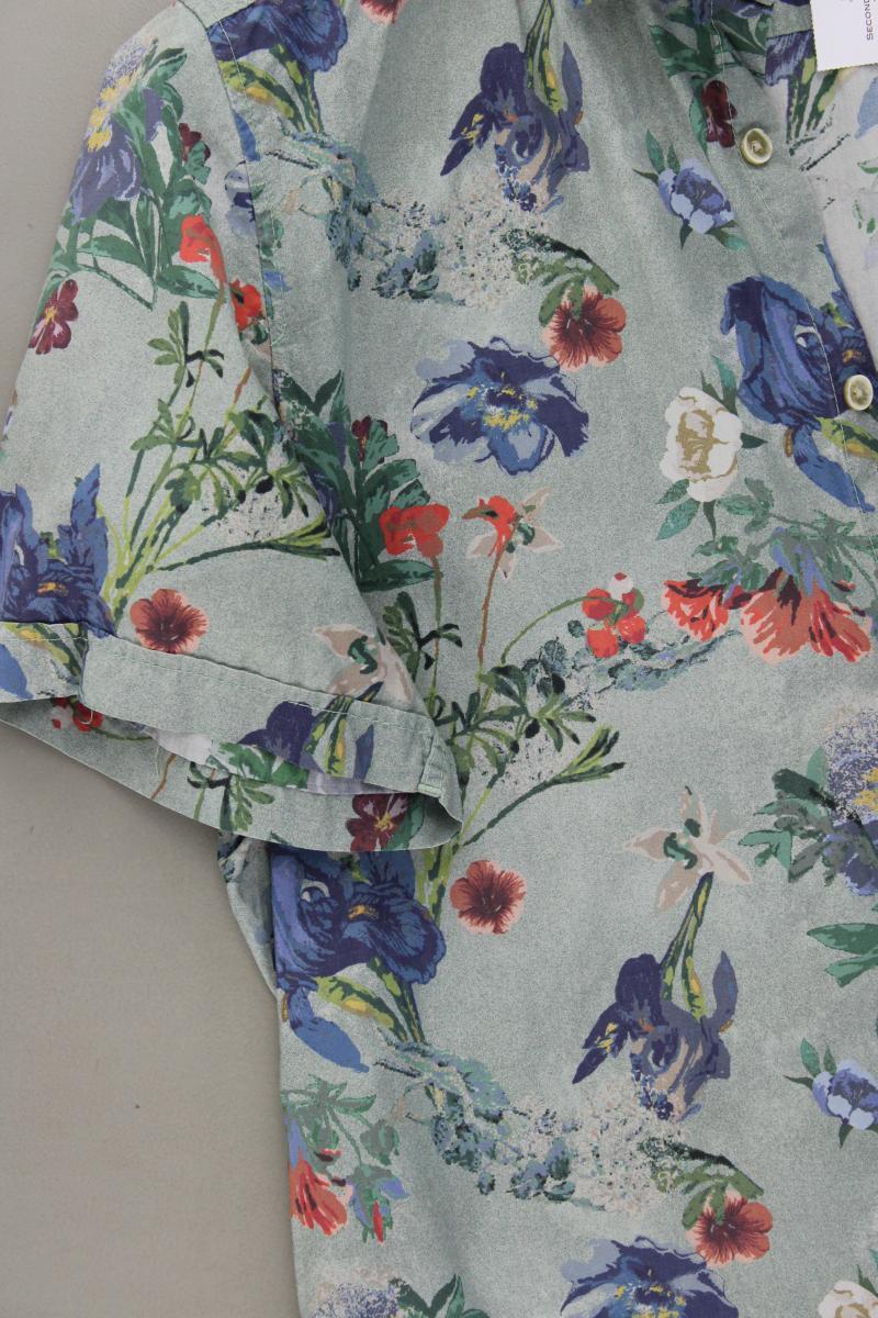 Olymp Kurzarmhemd für Herren Gr. M mit Blumenmuster mehrfarbig aus Baumwolle