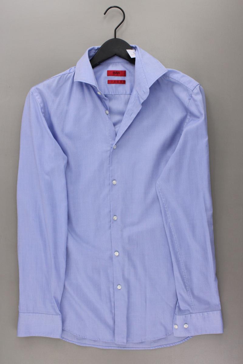 Hugo Boss Langarmhemd für Herren Gr. Hemdgröße 40 blau aus Baumwolle