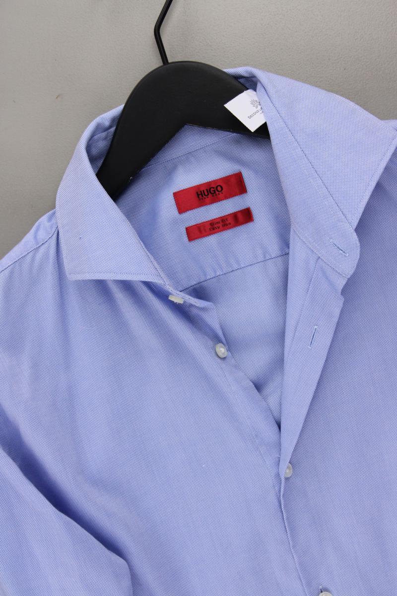 Hugo Boss Langarmhemd für Herren Gr. Hemdgröße 40 blau aus Baumwolle