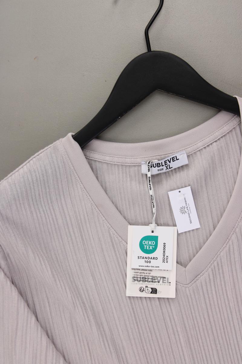 Sublevel Shirt mit V-Ausschnitt Gr. XL neu mit Etikett Kurzarm grau