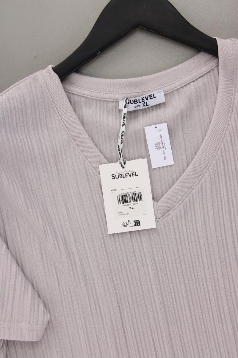 Sublevel Shirt mit V-Ausschnitt Gr. XL neu mit Etikett Kurzarm grau